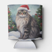 Maine Coon Cat in Schnee Weihnachten Dosenkühler (Rückseite)