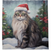 Maine Coon Cat in Schnee Weihnachten Duschvorhang (Vorderseite)