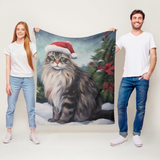 Maine Coon Cat in Schnee Weihnachten Fleecedecke (Beispiel)