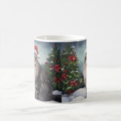 Maine Coon Cat in Schnee Weihnachten Kaffeetasse (Mittel)