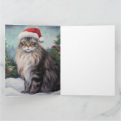 Maine Coon Cat in Schnee Weihnachten Karte (Innenseite)