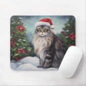 Maine Coon Cat in Schnee Weihnachten Mousepad (Mit Mouse)