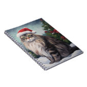 Maine Coon Cat in Schnee Weihnachten Notizblock (Rechte Seite)