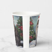 Maine Coon Cat in Schnee Weihnachten Pappbecher (Rechts)