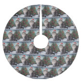 Maine Coon Cat in Schnee Weihnachten Polyester Weihnachtsbaumdecke (Vorderseite)