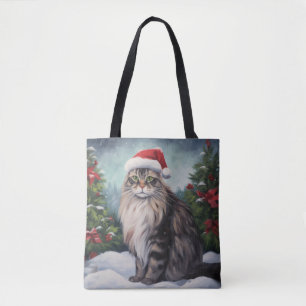 Maine Coon Cat in Schnee Weihnachten Tasche