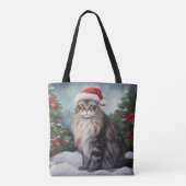 Maine Coon Cat in Schnee Weihnachten Tasche (Rückseite)