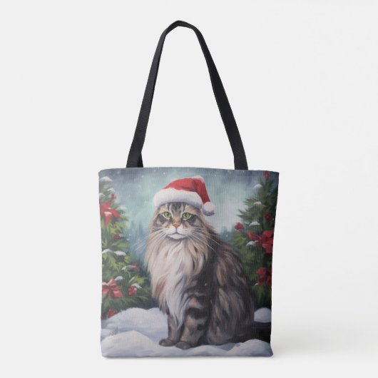 Maine Coon Cat in Schnee Weihnachten Tasche (Rückseite)