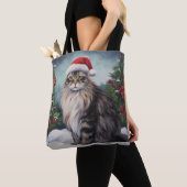 Maine Coon Cat in Schnee Weihnachten Tasche (Von Nahem)