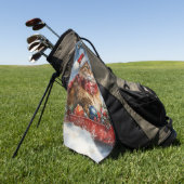 Maine Coon Cat in Sledge Let it Schnee Weihnachten Golfhandtuch (Gras)