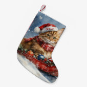 Maine Coon Cat in Sledge Let it Schnee Weihnachten Kleiner Weihnachtsstrumpf (Vorderansicht (hängend))