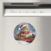 Maine Coon Cat in Sledge Let it Schnee Weihnachten Magnet (In Situ (Geschirrspüler))