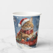 Maine Coon Cat in Sledge Let it Schnee Weihnachten Pappbecher (Rückseite)