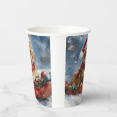 Maine Coon Cat in Sledge Let it Schnee Weihnachten Pappbecher (Links)