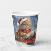 Maine Coon Cat in Sledge Let it Schnee Weihnachten Pappbecher (Vorderseite)