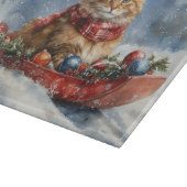 Maine Coon Cat in Sledge Let it Schnee Weihnachten Schneidebrett (Ecke)