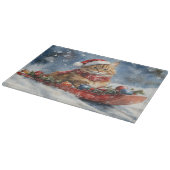 Maine Coon Cat in Sledge Let it Schnee Weihnachten Schneidebrett (Ecke)
