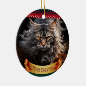 Maine Coon Cat Jagd Keramik Ornament (Rechts)