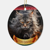Maine Coon Cat Jagd Keramik Ornament (Links)