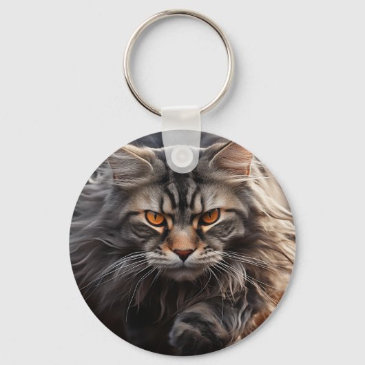 Maine Coon Cat Jagd Schlüsselanhänger (Vorderseite)