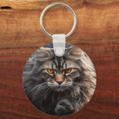 Maine Coon Cat Jagd Schlüsselanhänger (Vorderseite)
