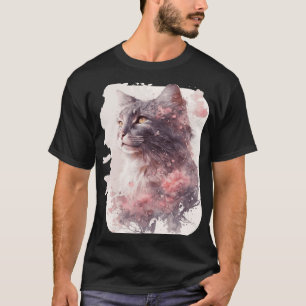 Maine Coon Cat Japanisch Cherry Blossom Sakura T-Shirt