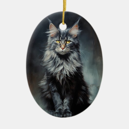 Maine Coon cat Keramik Ornament (Vorne)