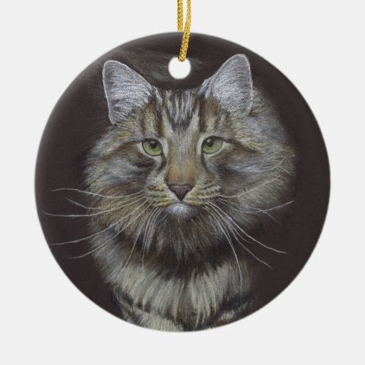 Maine Coon Cat Keramik Ornament (Vorne)