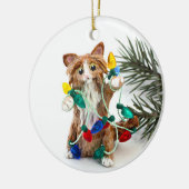 Maine Coon Cat Keramik Ornament (Links)