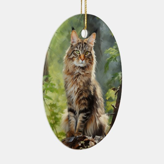 Maine Coon cat Keramik Ornament (Rechts)