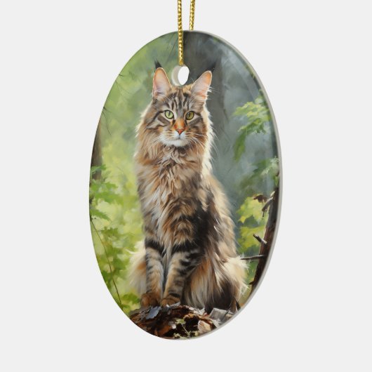 Maine Coon cat Keramik Ornament (Links)