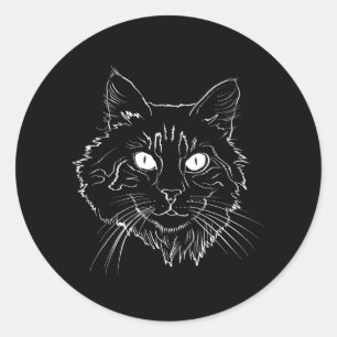 Maine Coon Cat Line Art Runder Aufkleber