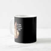 Maine Coon Cat Meme It's Fine I'm Fine Everything' Kaffeetasse (Vorderseite Links)
