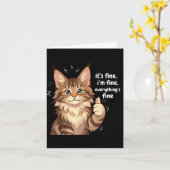 Maine Coon Cat Meme It's Fine I'm Fine Everything' Karte (Gelbe Blume)
