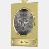 Maine Coon Cat Name und Jahr Banner-Ornament Gold (Links)