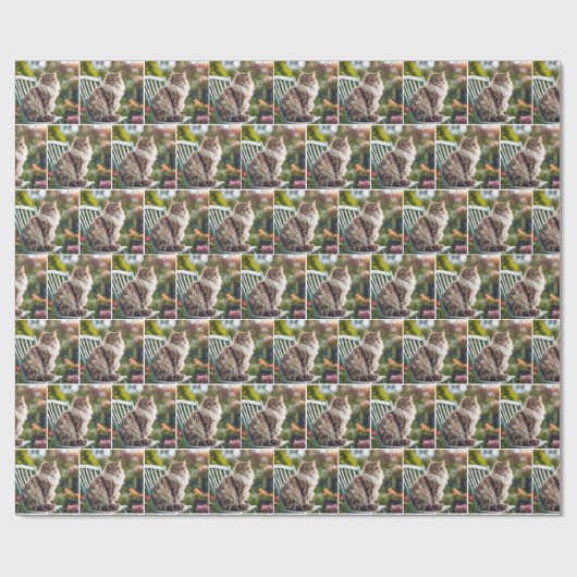 Maine Coon Cat on Chair Geschenkpapier (Flach)