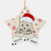 Maine Coon Cat Personalisiert Hand Zeichnend Keramik Ornament (Vorne)