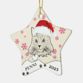 Maine Coon Cat Personalisiert Hand Zeichnend Keramik Ornament (Links)