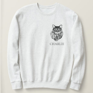 Maine Coon Cat Personalisiert Hand Zeichnend Sweatshirt