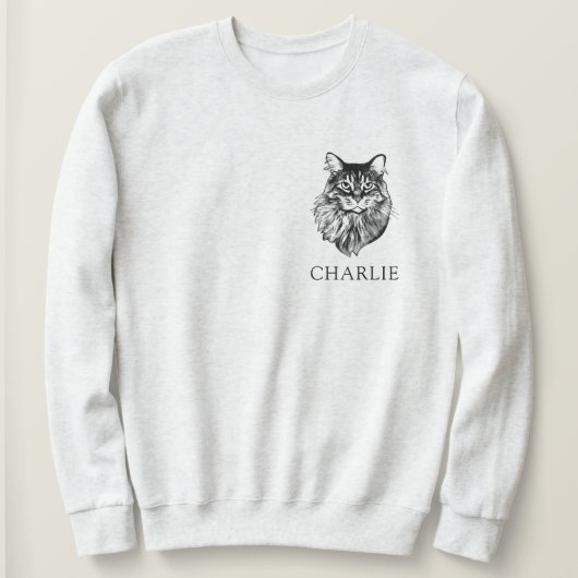 Maine Coon Cat Personalisiert Hand Zeichnend Sweatshirt (Design vorne)