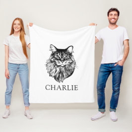 Maine Coon Cat Personalisiert Zeichnend Fleecedecke