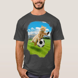Maine Coon Cat Playing Soccer T-Shirt