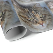 Maine Coon Cat Portrait Wrapping Paper Geschenkpapier (Rolleneckpunkt)