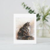 Maine Coon Cat Postcard Postkarte (Stehend Vorderseite)