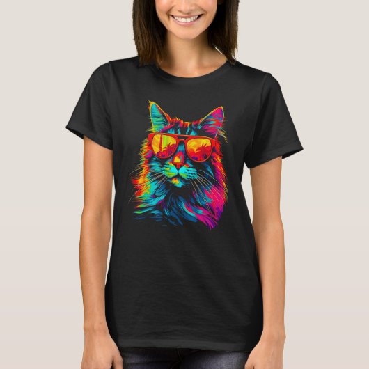 Maine Coon Cat Sunglasses T-Shirt (Vorderseite)