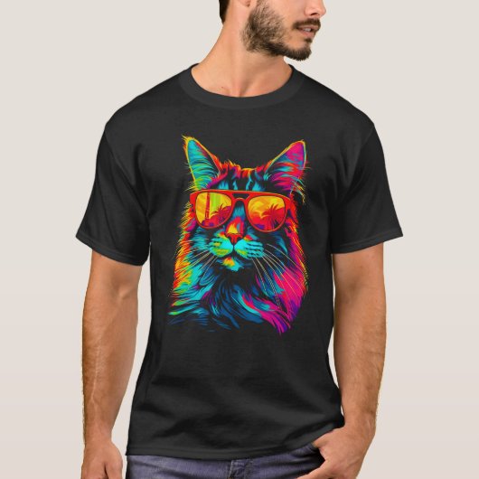 Maine Coon Cat Sunglasses T-Shirt (Vorderseite)
