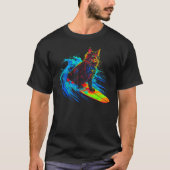 Maine Coon Cat Surfing T-Shirt (Vorderseite)