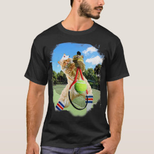 Maine Coon Cat Tennis spielen T-Shirt