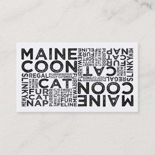 Maine Coon Cat Typography Visitenkarte (Vorderseite)