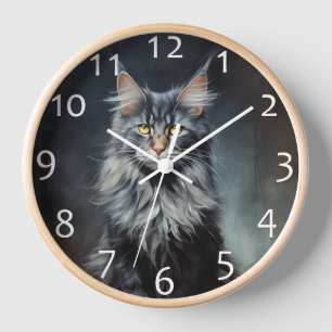 Maine Coon cat Uhr